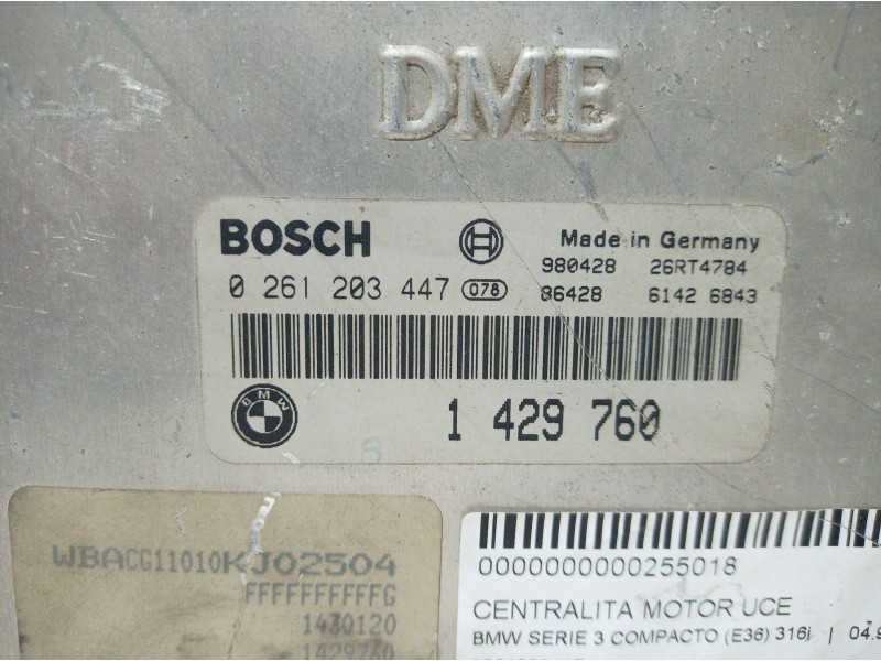 Recambio de centralita motor uce para bmw serie 3 compacto (e36) 316i referencia OEM IAM 0261203447 0261203447 0261203447