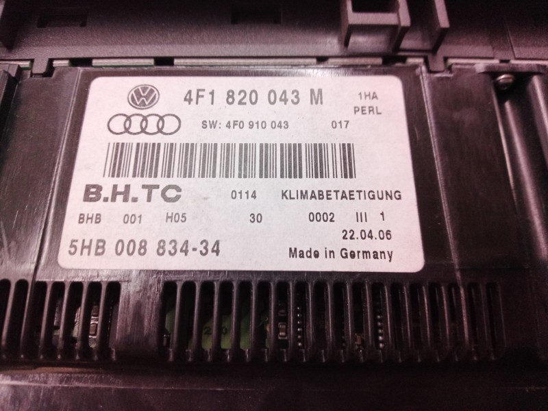 Recambio de mando climatizador para audi a6 berlina (4f2) 3.0 tdi quattro (165kw) referencia OEM IAM 4F1820043 4F1820043 5HB0088