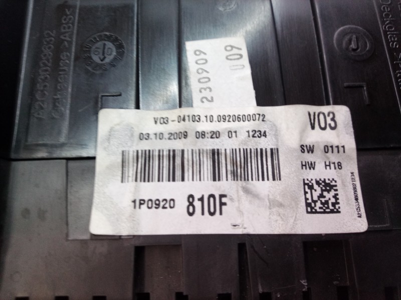 Recambio de cuadro instrumentos para seat altea (5p1) reference referencia OEM IAM 1P0920810F 1P0920810 1P0920810