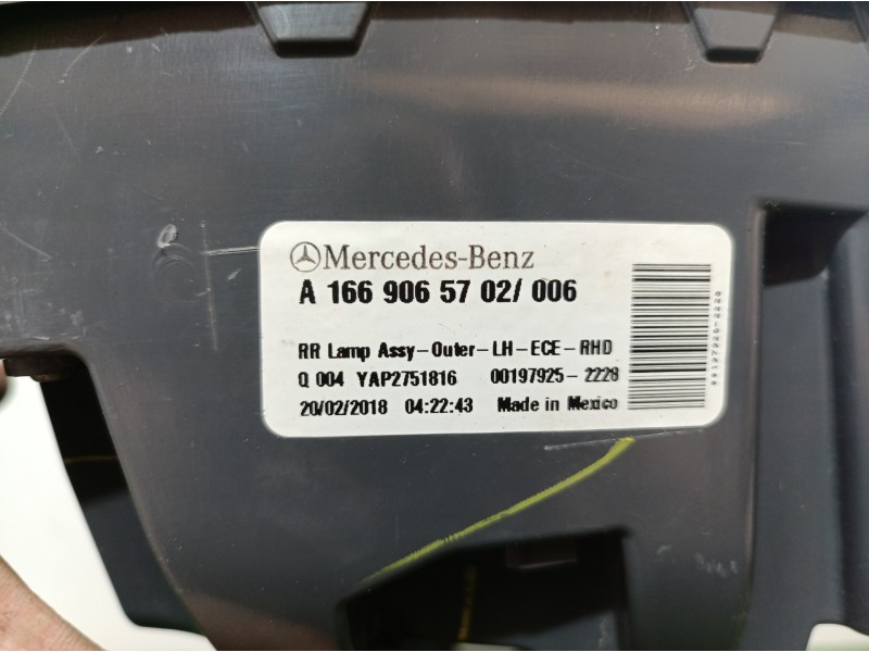 Recambio de piloto trasero izquierdo para mercedes-benz clase gle (w166) referencia OEM IAM A1669065702 A1669065702 A1669065702
