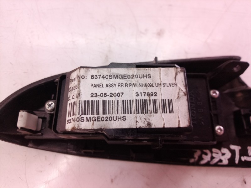 Recambio de mando elevalunas trasero derecho para honda civic berlina 5 (fk) referencia OEM IAM 83740SMG 83740 83740