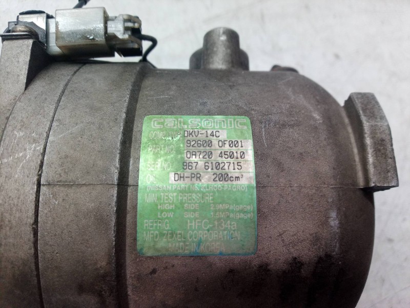Recambio de compresor aire acondicionado para nissan terrano/terrano.ii (r20) elegance referencia OEM IAM 926000F001 926000F001 