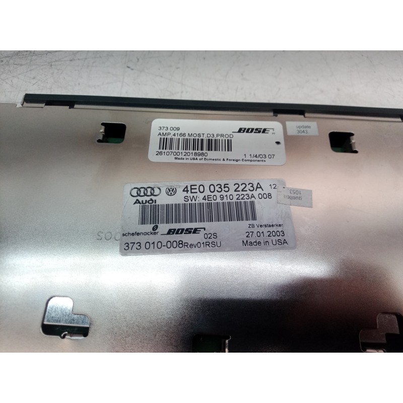 Recambio de sistema audio / radio cd para audi a8 (4e2) 3.7 quattro referencia OEM IAM 4E0035223A 4E0035223 4E0910223