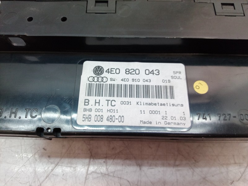 Recambio de mando climatizador para audi a8 (4e2) 3.7 quattro referencia OEM IAM 4E0820043 4E0820043 5HB008480