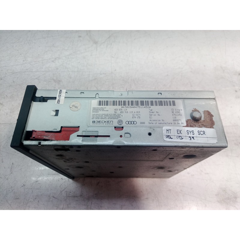 Recambio de sistema audio / radio cd para audi a8 (4e2) 3.7 quattro referencia OEM IAM 4E0910119 4E0910119 4E0910119