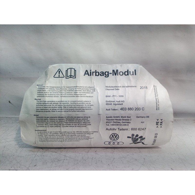 Recambio de airbag delantero derecho para audi a8 (4e2) 3.7 quattro referencia OEM IAM 4E0880203C 4E0880203C 4E0880203