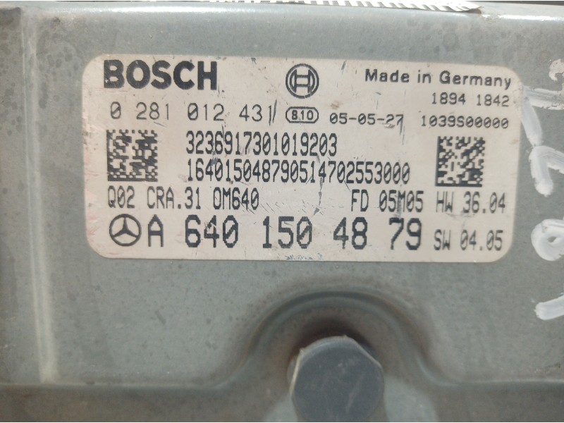 Recambio de centralita motor uce para mercedes-benz clase a (w169) a 180 cdi (169.007) referencia OEM IAM A6401504879 A640150487