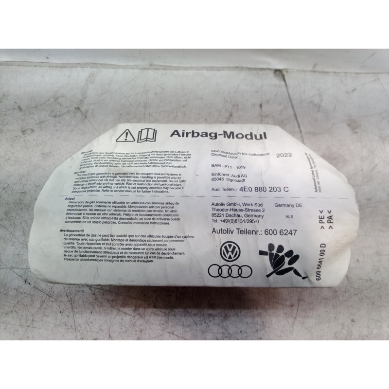 Recambio de airbag delantero derecho para audi a8 (4e2) referencia OEM IAM 4E0880203C 4E0880203C 4E0880203