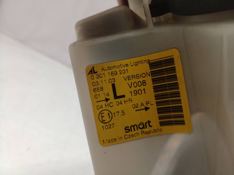 Recambio de faro izquierdo para smart coupe básico (45kw) referencia OEM IAM 0301169201 0301169201 0301169201