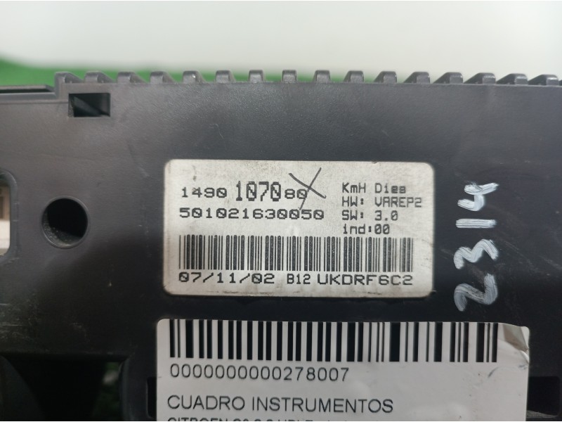 Recambio de cuadro instrumentos para citroën c8 2.2 hdi exclusive referencia OEM IAM 1490107080 1490107080 501021630050