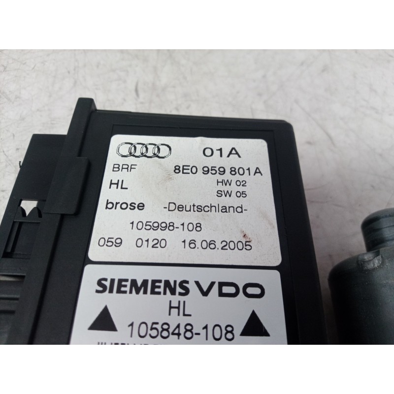 Recambio de motor elevalunas trasero izquierdo para audi a4 berlina (8e) 2.0 tdi 16v (103kw) referencia OEM IAM 8E0959801A 8E095