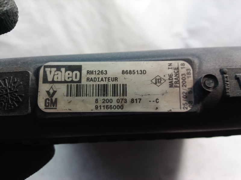 Recambio de radiador agua para renault trafic caja cerrada (ab 4.01) doble cabina l1h1 2,7t referencia OEM IAM 8200073817 820007