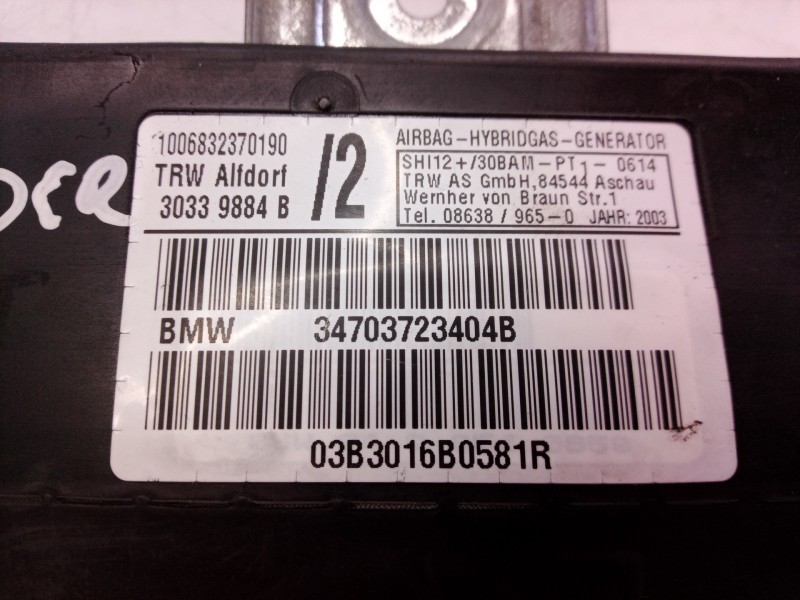 Recambio de airbag lateral delantero derecho para bmw x5 (e53) referencia OEM IAM 34703723404B 34703723404 30339884 Recambio de airbag lateral delantero derecho para bmw x5 (e53) referencia OEM IAM 34703723404B 34703723404 30339884