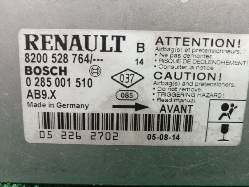 Recambio de centralita airbag para renault clio iii exception referencia OEM IAM 8200528764 8200528764 0285001510