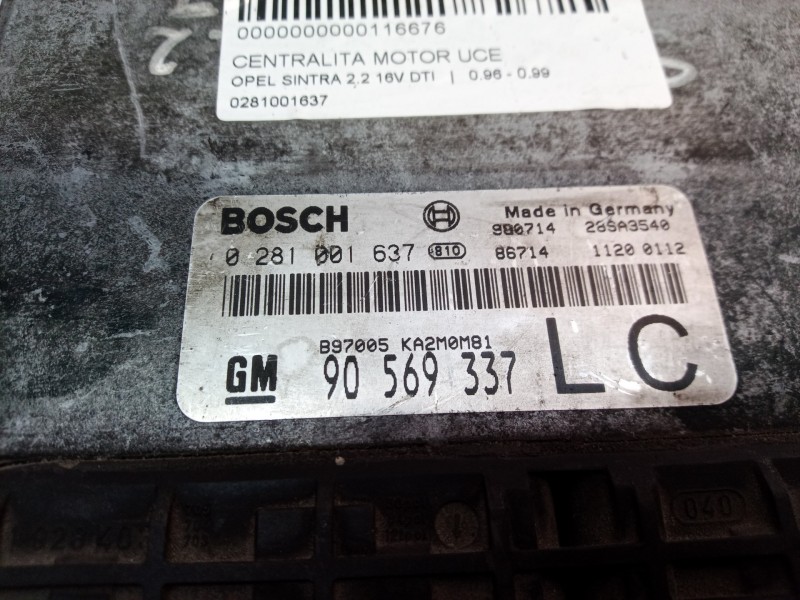 Recambio de centralita motor uce para opel sintra 2.2 16v dti referencia OEM IAM 0281001637 0281001637 0281001637
