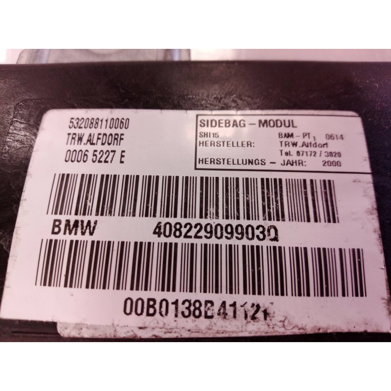 Recambio de airbag lateral trasero izquierdo para bmw serie 5 berlina (e39) 530d referencia OEM IAM 40822909903Q 40822909903Q 40