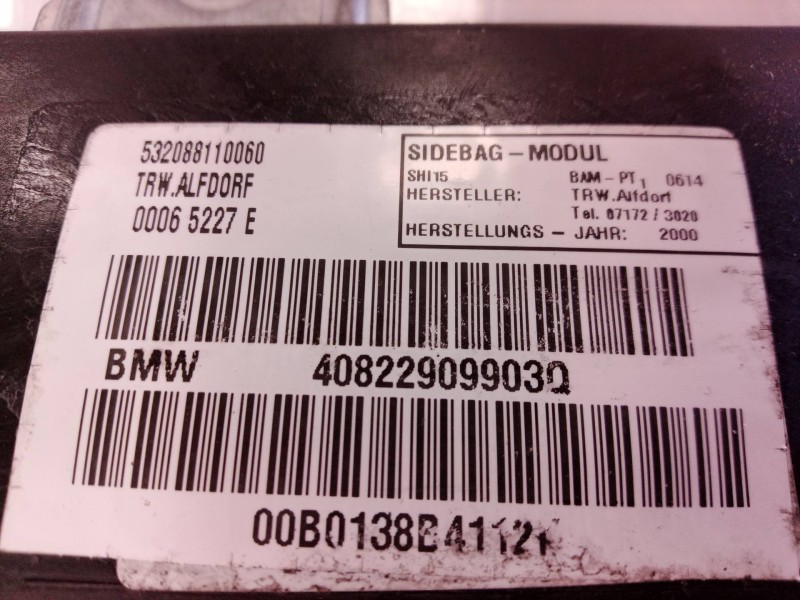 Recambio de airbag lateral trasero izquierdo para bmw serie 5 berlina (e39) 530d referencia OEM IAM 40822909903Q 40822909903Q 40