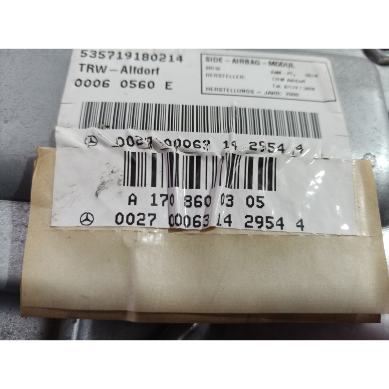 Recambio de airbag lateral delantero izquierdo para mercedes-benz clase clk (w208) coupe referencia OEM IAM A1708600305 A1708600