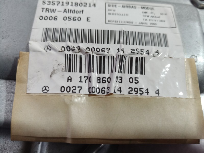Recambio de airbag lateral delantero izquierdo para mercedes-benz clase clk (w208) coupe referencia OEM IAM A1708600305 A1708600
