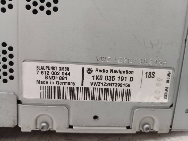 Recambio de sistema audio / radio cd para volkswagen touran (1t2) traveller referencia OEM IAM 1K0035191D 1K0035191D 7612002044