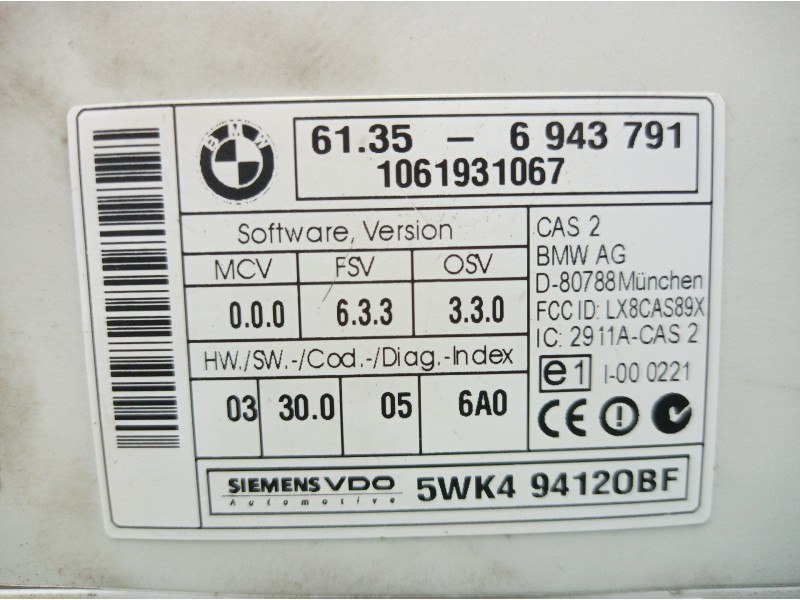 Recambio de modulo electronico para bmw serie 1 berlina (e81/e87) 118d referencia OEM IAM 6943791 6943791 6943791