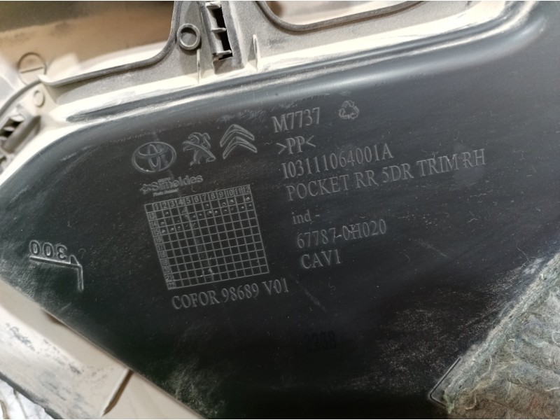 Recambio de guarnecido puerta trasera derecha para peugeot 108 active referencia OEM IAM 677870H020 677870H020 677870H020