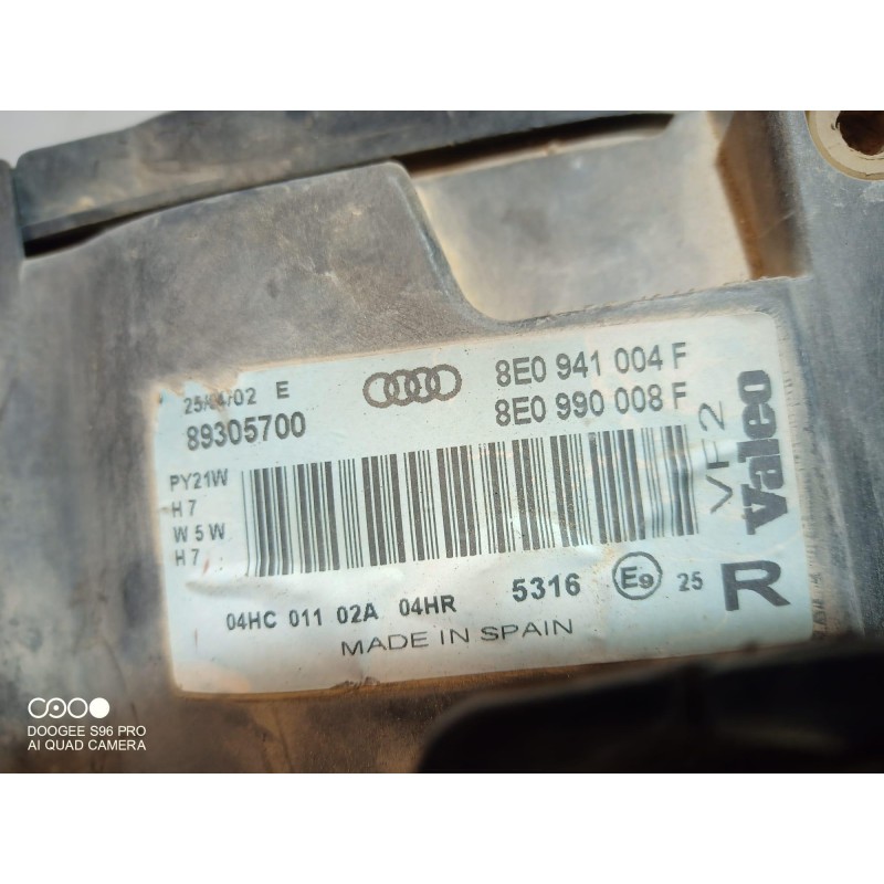 Recambio de faro delantero para audi a4 berlina (8e) 1.9 tdi (96kw) referencia OEM IAM 8E0941004F 8E0941004F 8E0941004