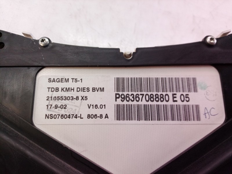 Recambio de cuadro instrumentos para peugeot 307 break / sw (s1) sw referencia OEM IAM P9636708880 P9636708880 216553038