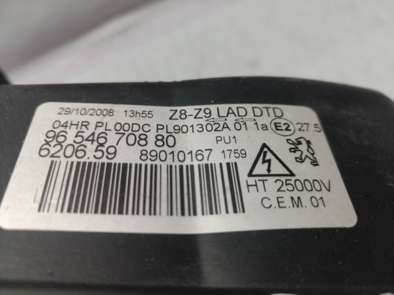Recambio de faro derecho para peugeot 607 (s1) pack referencia OEM IAM 9654670880 9654670880 9654670880