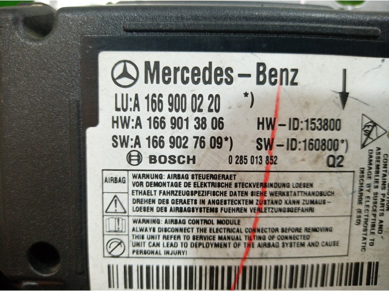 Recambio de centralita airbag para mercedes-benz clase gle (w166) referencia OEM IAM A166900220 1669013806 1669027609
