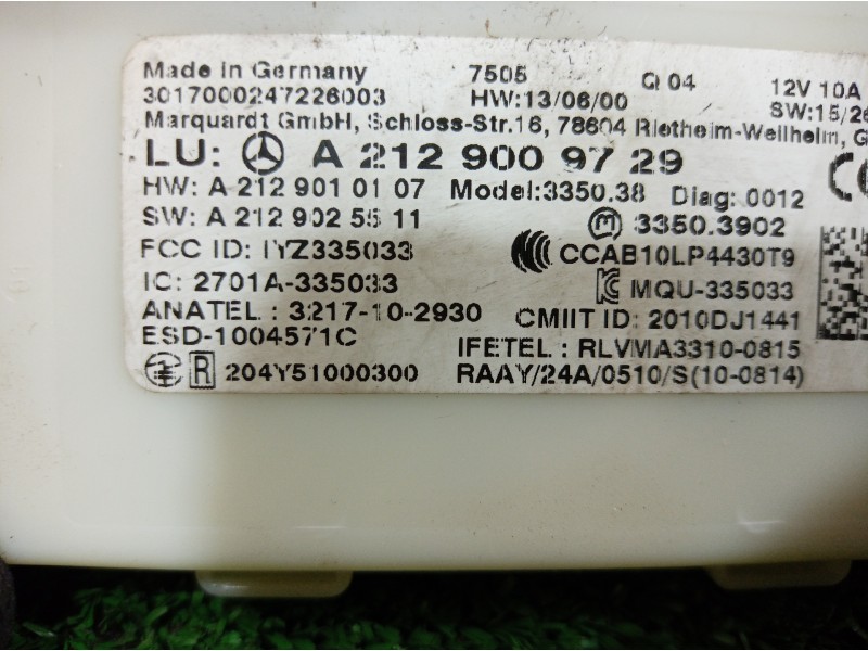 Recambio de modulo electronico para mercedes-benz clase gle (w166) referencia OEM IAM A2129009729 A2129009729 A2129009729