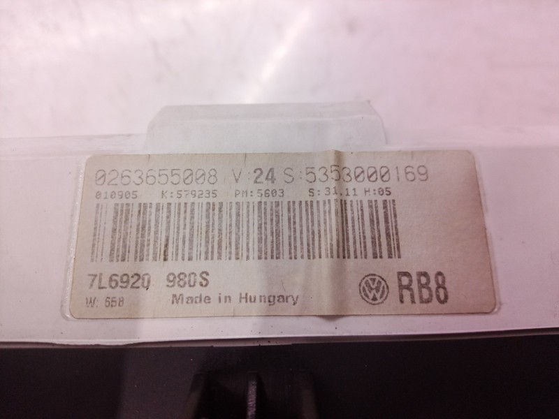 Recambio de cuadro instrumentos para volkswagen touareg (7la) tdi v6 referencia OEM IAM 0263655008 0263655008 7L6920980