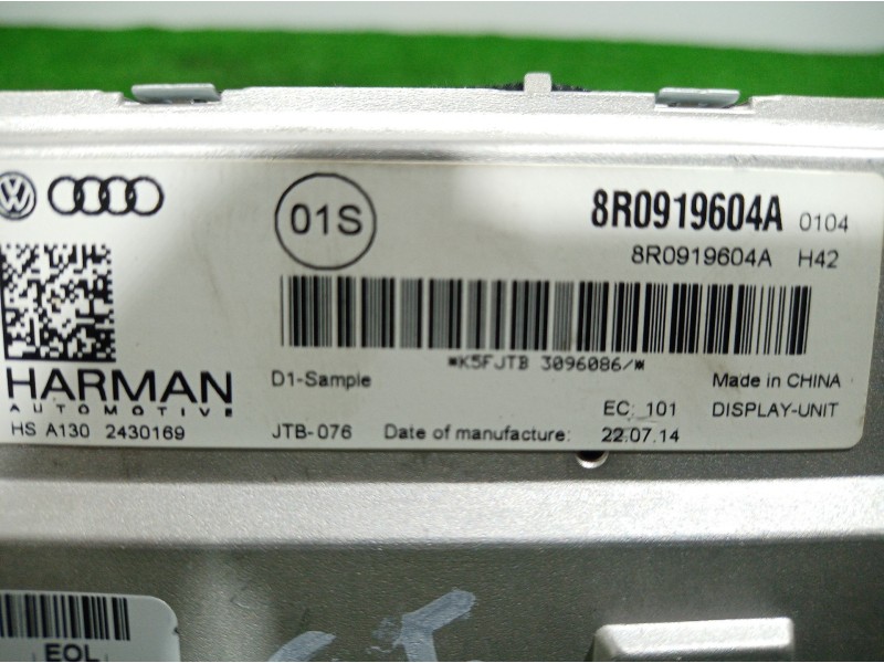 Recambio de pantalla multifuncion para audi s5 cabriolet (8f7) referencia OEM IAM 8R0919604A 8R0919604A 8R0919604A