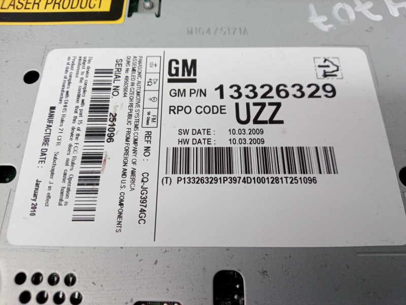 Recambio de sistema audio / radio cd para opel insignia sports tourer cosmo referencia OEM IAM 13326329 13326329 13326329