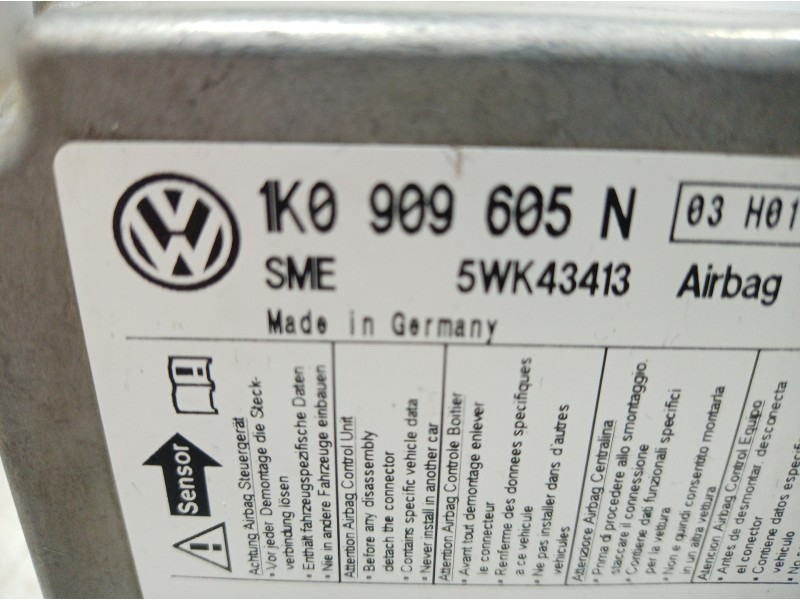 Recambio de centralita airbag para seat altea (5p1) hot referencia OEM IAM 1K0909605 1K0909605 1K0909605