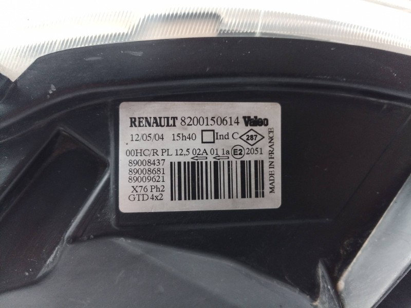 Recambio de faro izquierdo para renault kangoo (f/kc0) referencia OEM IAM 8200150614 8200150614 8200150614