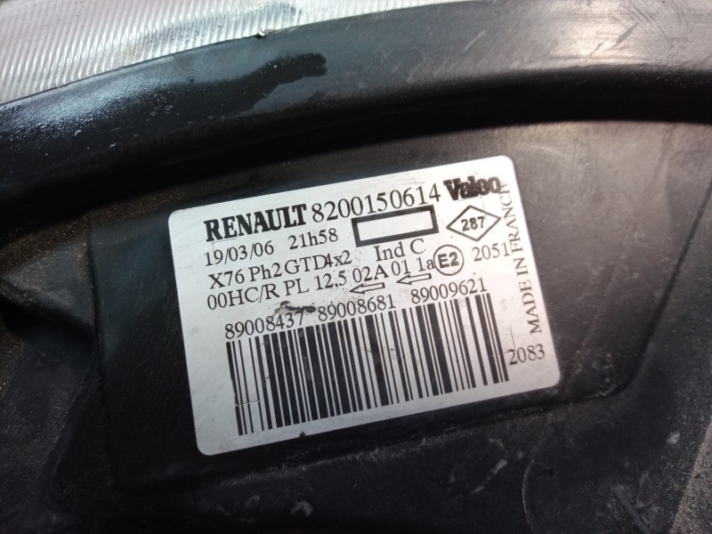 Recambio de faro izquierdo para renault kangoo (f/kc0) referencia OEM IAM 8200150614 8200150614 8200150614