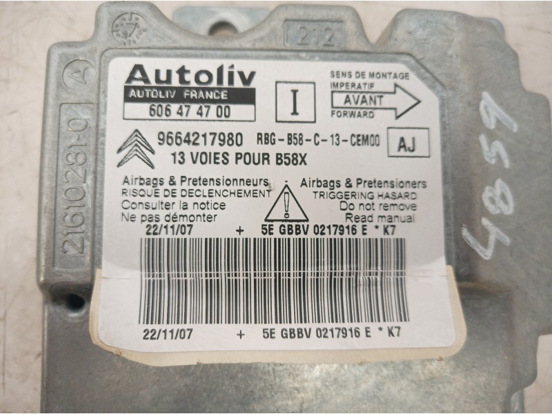 Recambio de centralita airbag para citroën c4 picasso exclusive referencia OEM IAM 9664217980 9664217980 9664217980