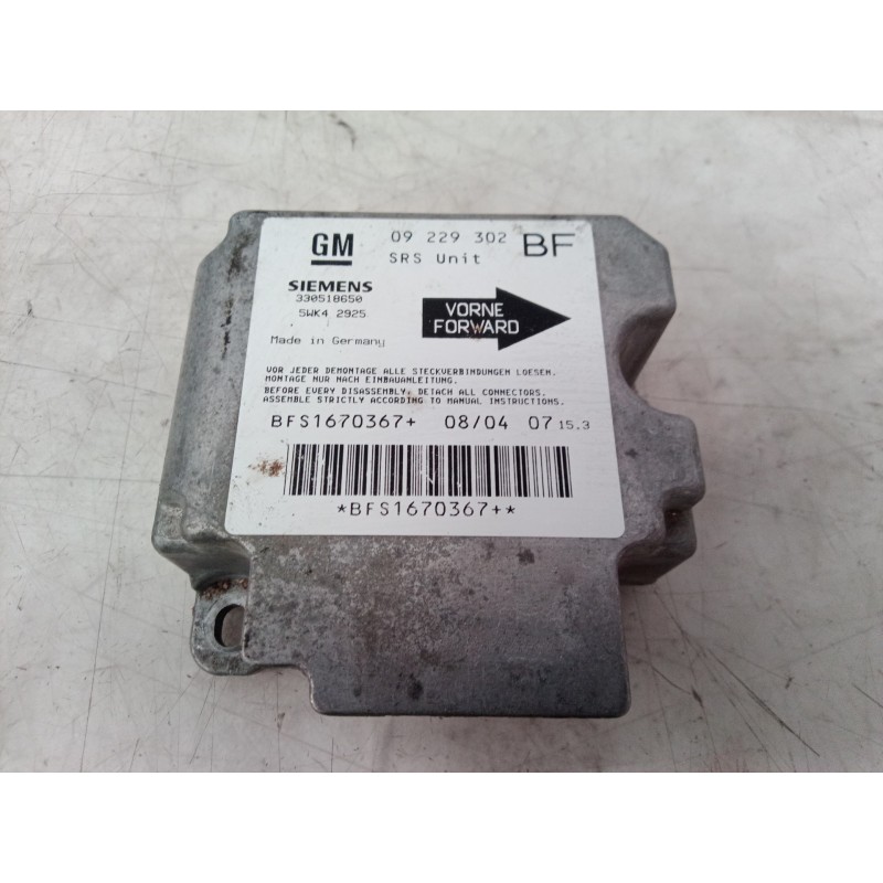 Recambio de centralita airbag para opel astra g caravan 1.6 16v referencia OEM IAM 09229302 09229302 09229302