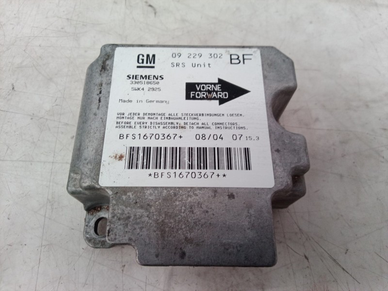 Recambio de centralita airbag para opel astra g caravan 1.6 16v referencia OEM IAM 09229302 09229302 09229302