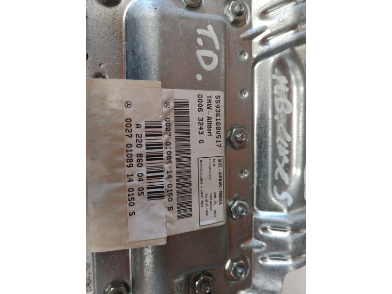 Recambio de airbag lateral trasero derecho para mercedes-benz clase c (w203) sportcoupe c 220 cdi (la) (203.708) referencia OEM 