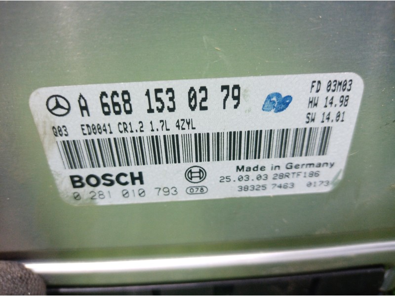 Recambio de centralita motor uce para mercedes-benz clase a (w168) 170 cdi (168.009) referencia OEM IAM A6681530279 A6681530279 