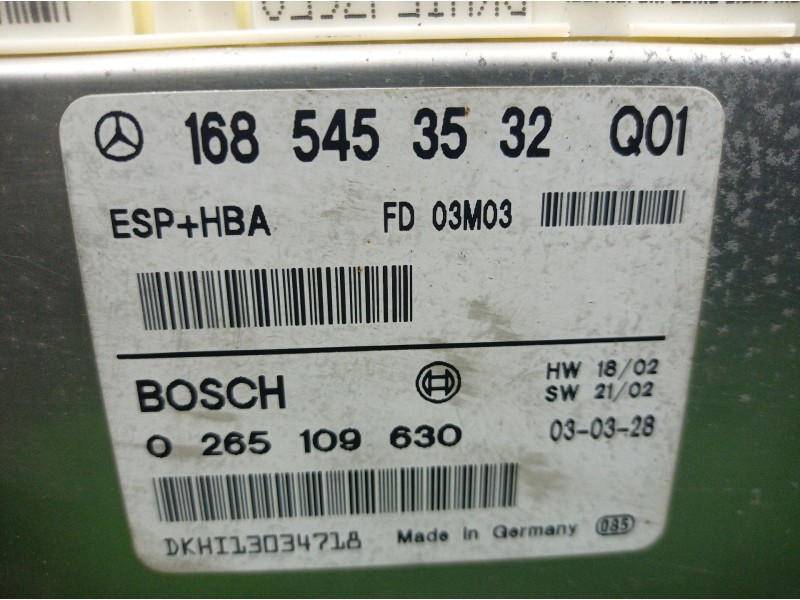 Recambio de centralita abs para mercedes-benz clase a (w168) 170 cdi (168.009) referencia OEM IAM 1685453532 1685453532 16854535