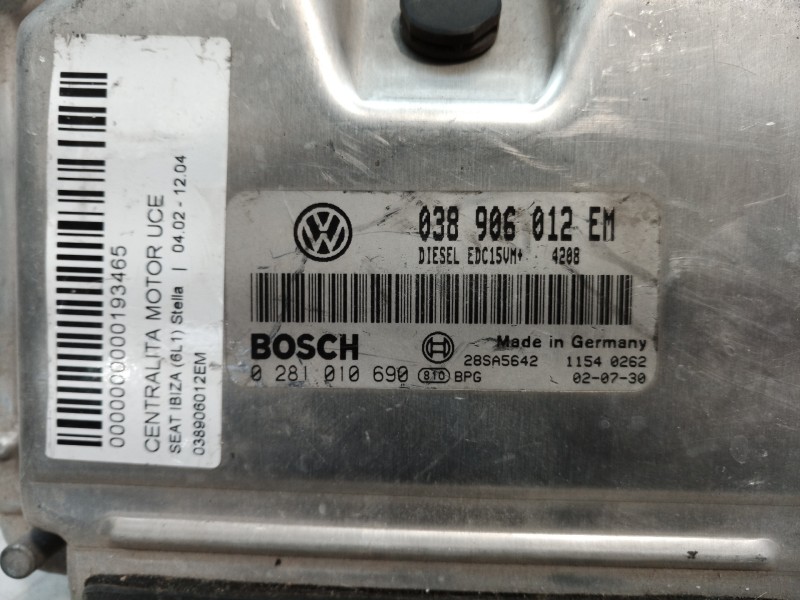 Recambio de centralita motor uce para seat ibiza (6l1) stella referencia OEM IAM 038906012EM  038906012EM
