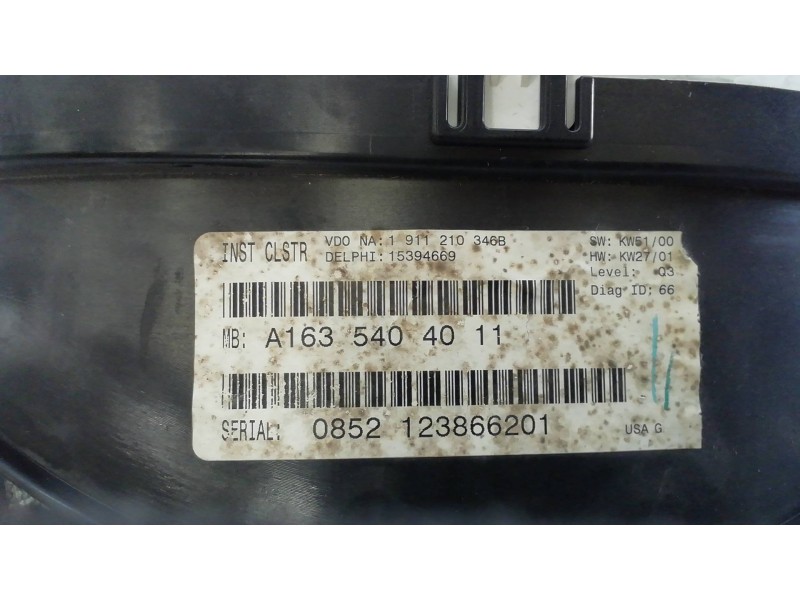 Recambio de cuadro instrumentos para mercedes-benz clase m (w163) 270 cdi (163.113) referencia OEM IAM 3329130030 3329130030 332