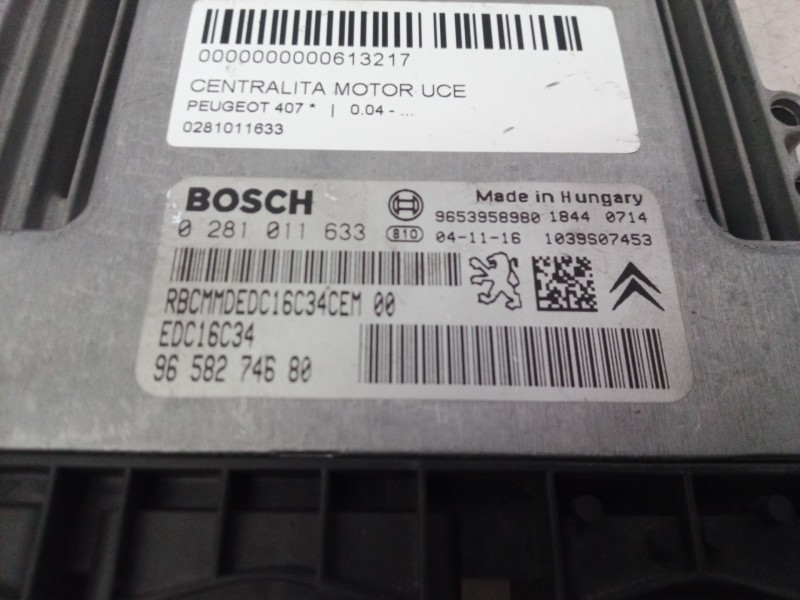 Recambio de centralita motor uce para peugeot 407 referencia OEM IAM 0281011633 0281011633 9658274680