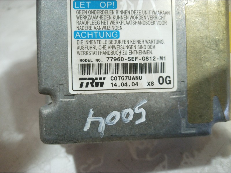 Recambio de centralita airbag para honda accord berlina (cl/cn) 2.2i ctdi executive referencia OEM IAM 77960SEF 77960SEF 77960SE