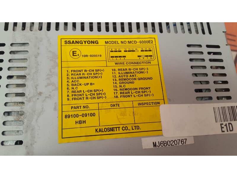 Recambio de sistema audio / radio cd para ssangyong kyron 200 xdi limited referencia OEM IAM   