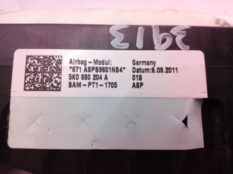 Recambio de airbag delantero derecho para volkswagen golf vi (5k1) rabbit referencia OEM IAM 5K0880204 5K0880204 5K0880204