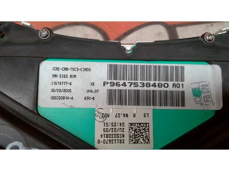 Recambio de cuadro instrumentos para peugeot 307 (s1) 1.6 16v hdi referencia OEM IAM P9647538480 P9647538480 P9647538480